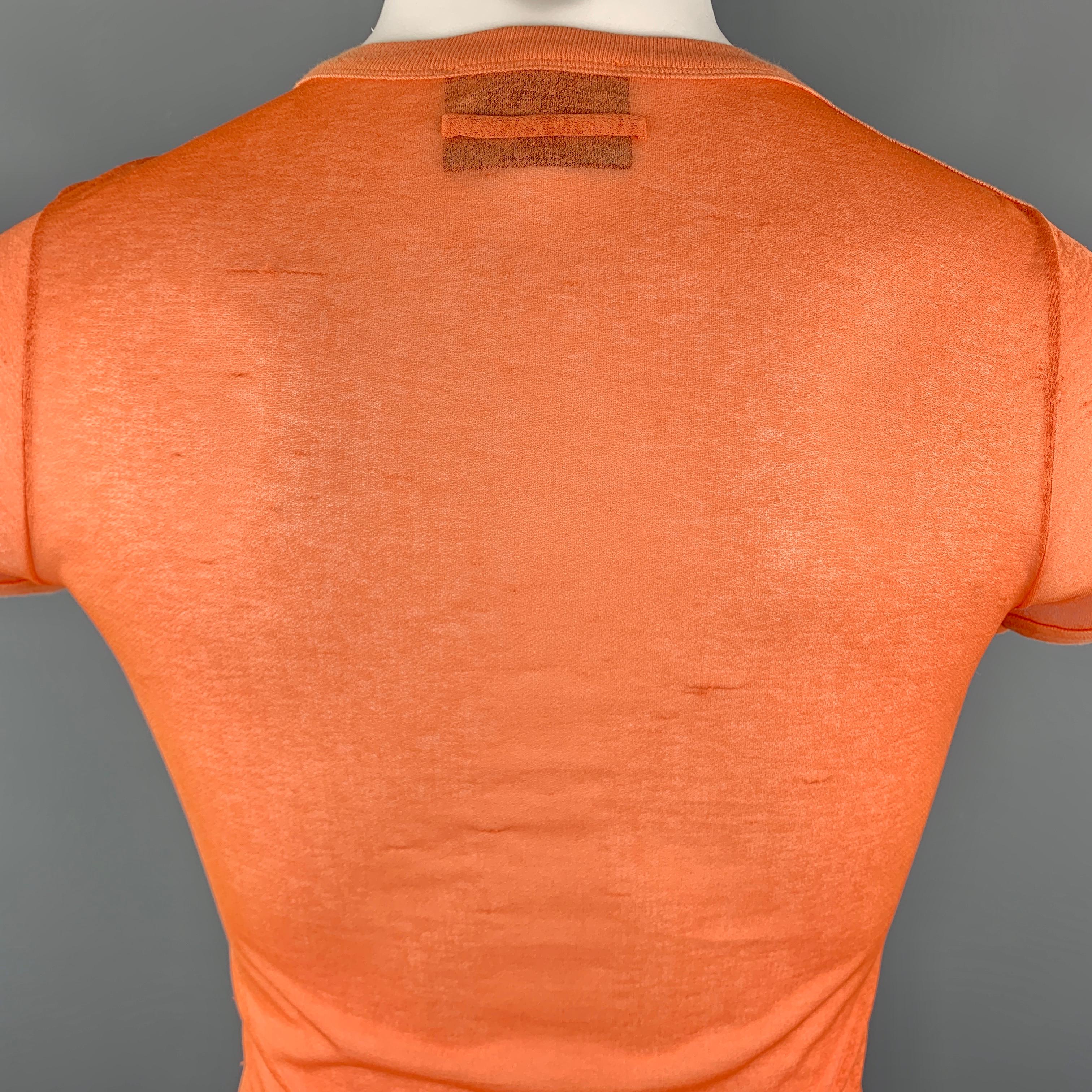 Men's JEAN PAUL GAULTIER Size M Orange Polyester See Through Boat Neck Pullover