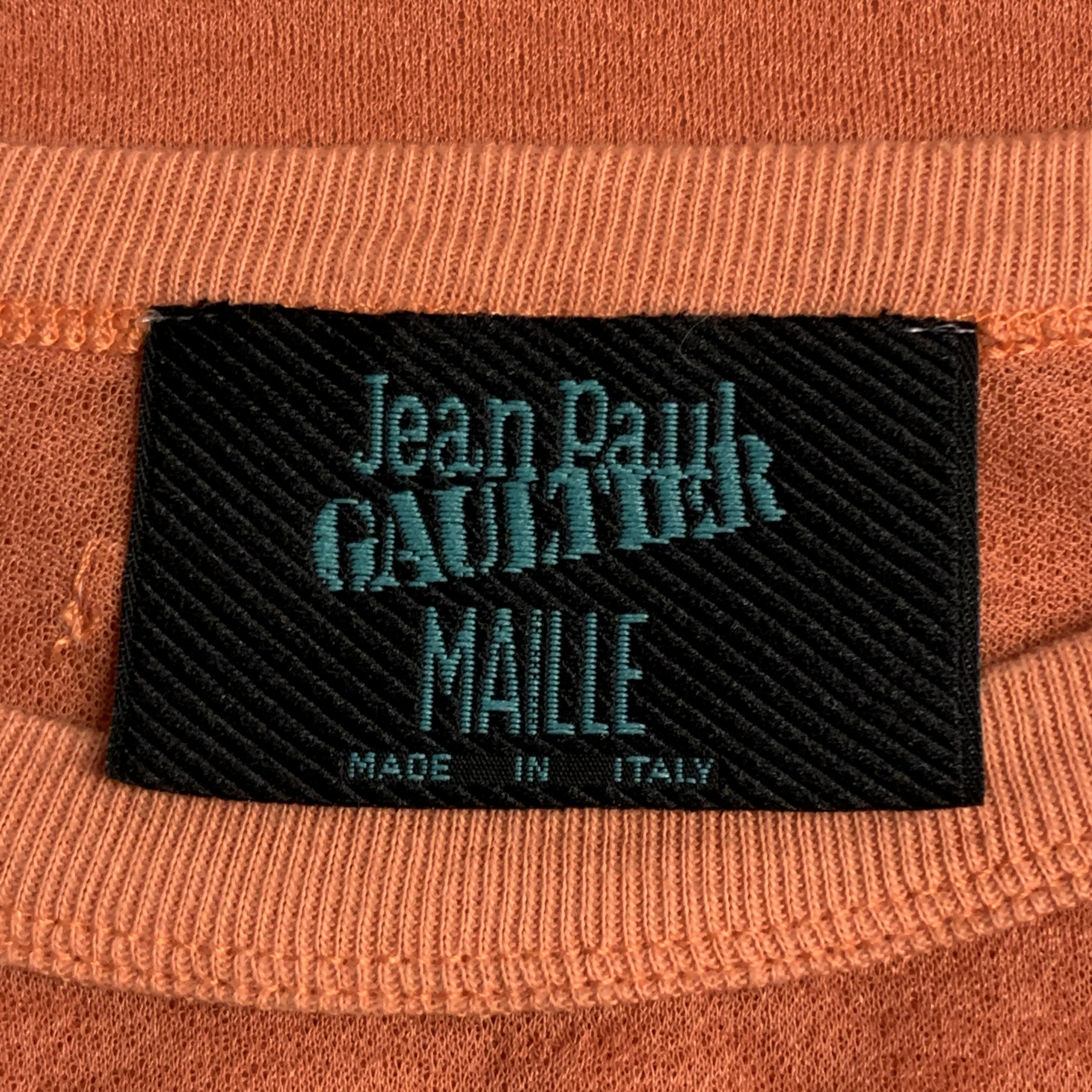 JEAN PAUL GAULTIER Size M Orange Polyester See Through Boat Neck Pullover 3