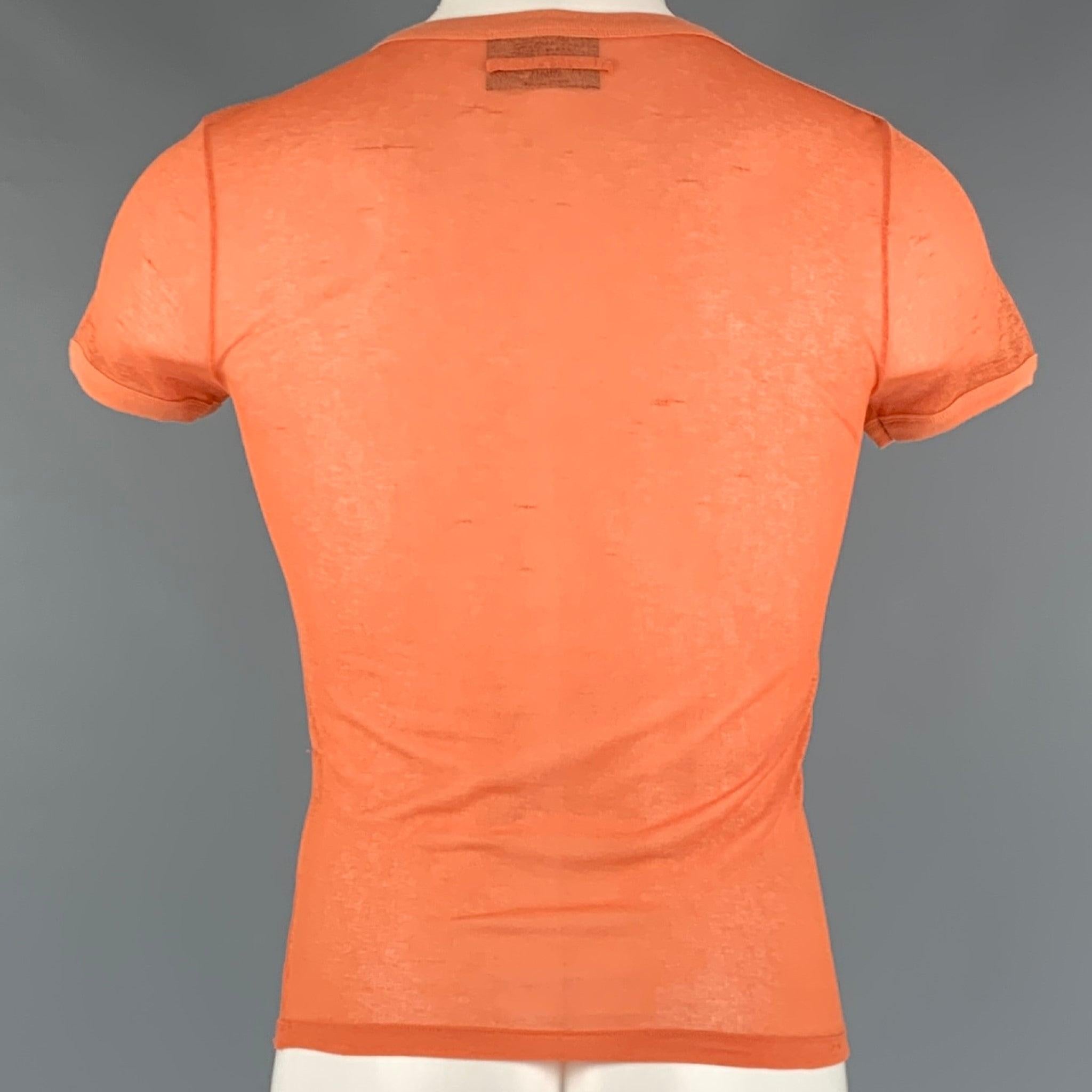 JEAN PAUL GAULTIER Size M Orange Polyester Short Sleeve T-shirt In Good Condition For Sale In San Francisco, CA