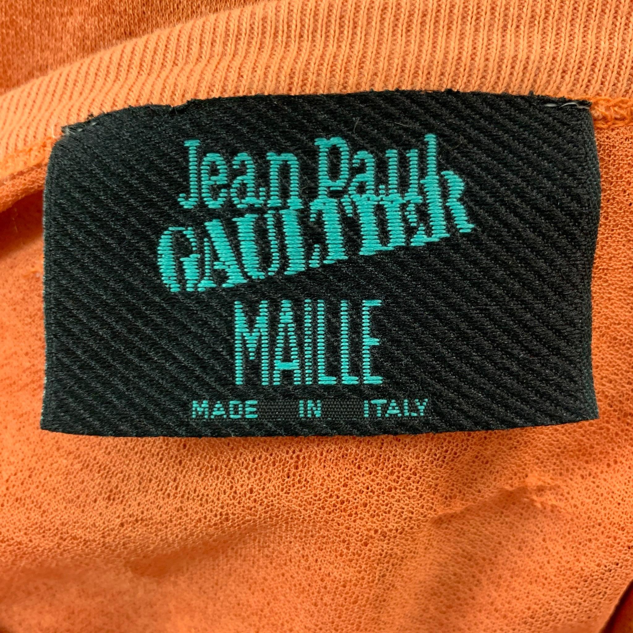 JEAN PAUL GAULTIER Size M Orange Polyester Short Sleeve T-shirt For Sale 5