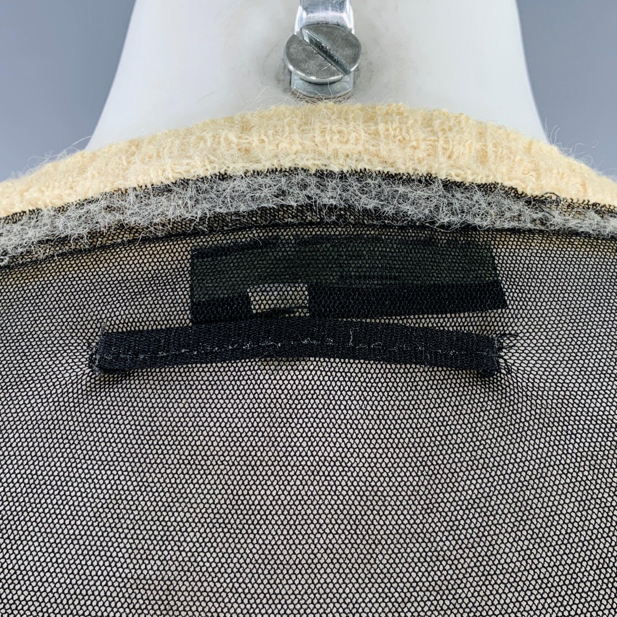 JEAN PAUL GAULTIER Size S Black Cream Stripe Polyamide Alpaca Mesh Pullover In Good Condition In San Francisco, CA