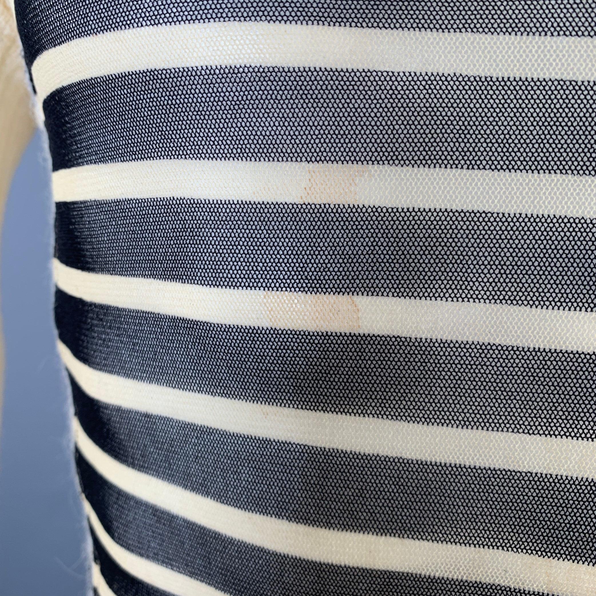 Men's JEAN PAUL GAULTIER Size S Black Cream Stripe Polyamide Alpaca Mesh Pullover