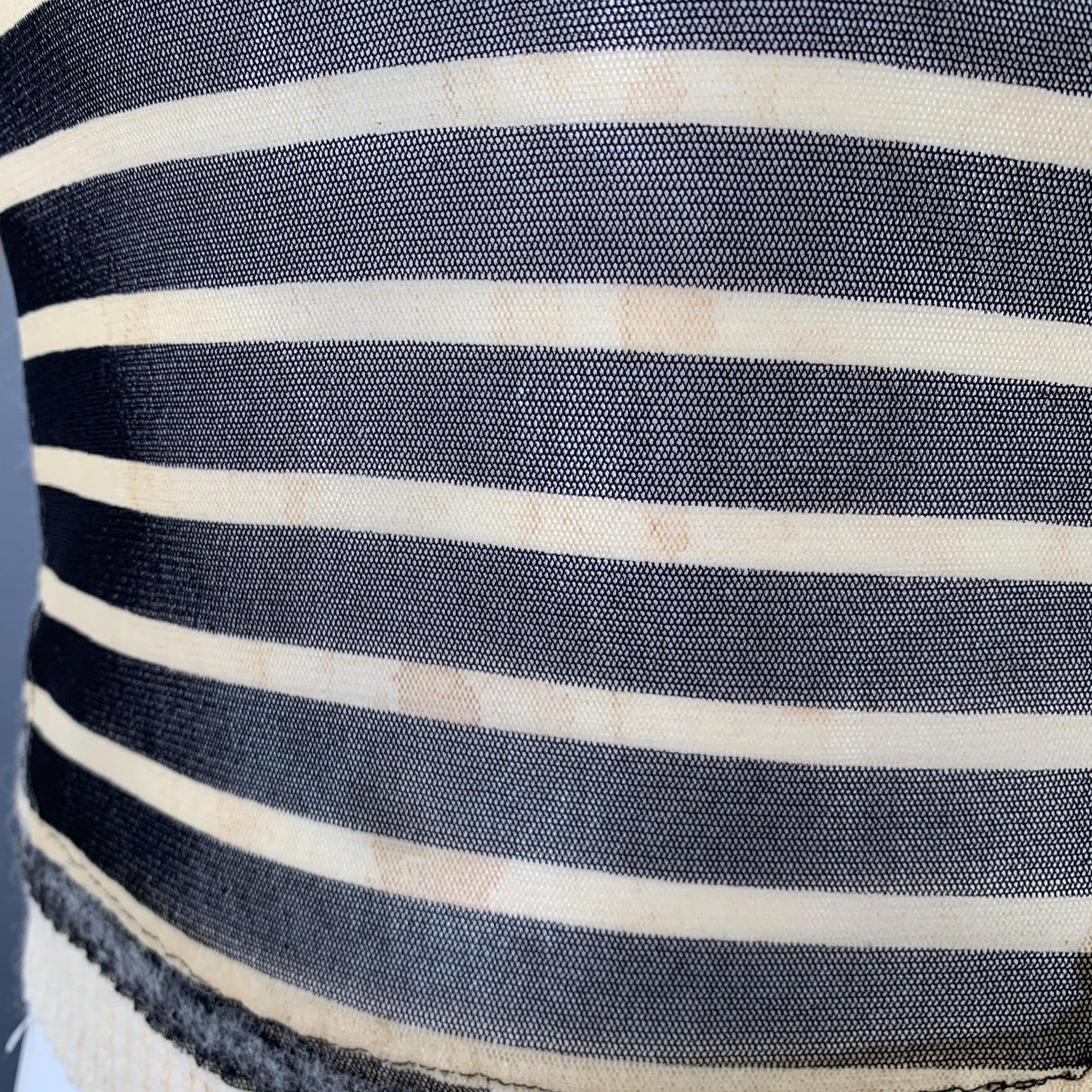 JEAN PAUL GAULTIER Size S Black Cream Stripe Polyamide Alpaca Mesh Pullover 1