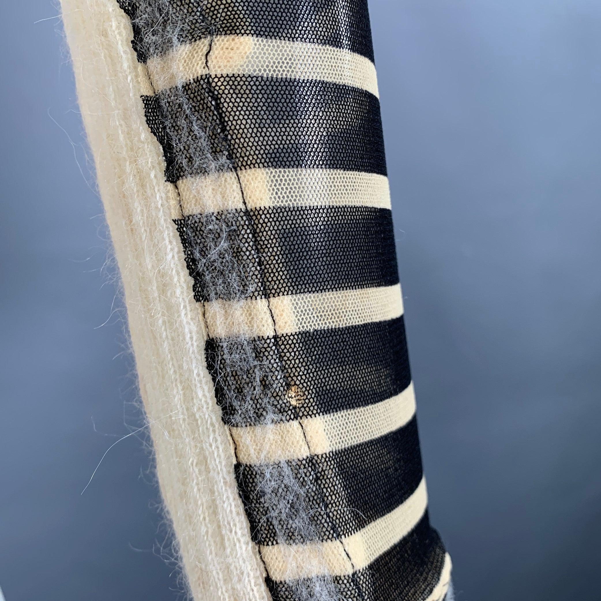 JEAN PAUL GAULTIER Size S Black Cream Stripe Polyamide Alpaca Mesh Pullover 2