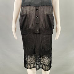 JEAN PAUL GAULTIER Size S Black Crochet Mixed Patterns Cowl Neck Dress