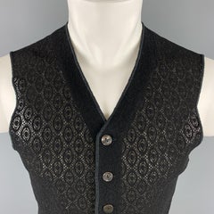 JEAN PAUL GAULTIER Size S Black Lace Mesh Polyamide Buttoned Vest