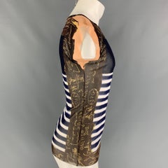 JEAN PAUL GAULTIER Size S Brown Multi-Color Marine Border Print Mesh Pullover