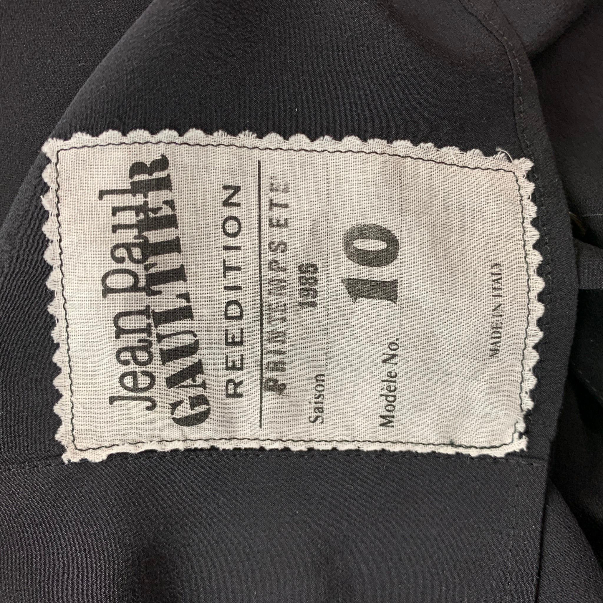 JEAN PAUL GAULTIER Size XL Black Silk French Cuff Corset Back Shirt 1