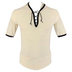 JEAN PAUL GAULTIER Pullover con cappuccio traforato crema nero taglia XL