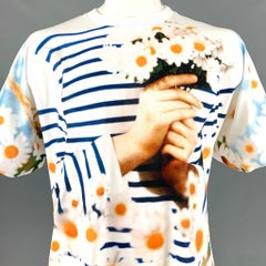 JEAN PAUL GAULTIER Size XL White Multi-Color Print Cotton Crew-Neck T-shirt