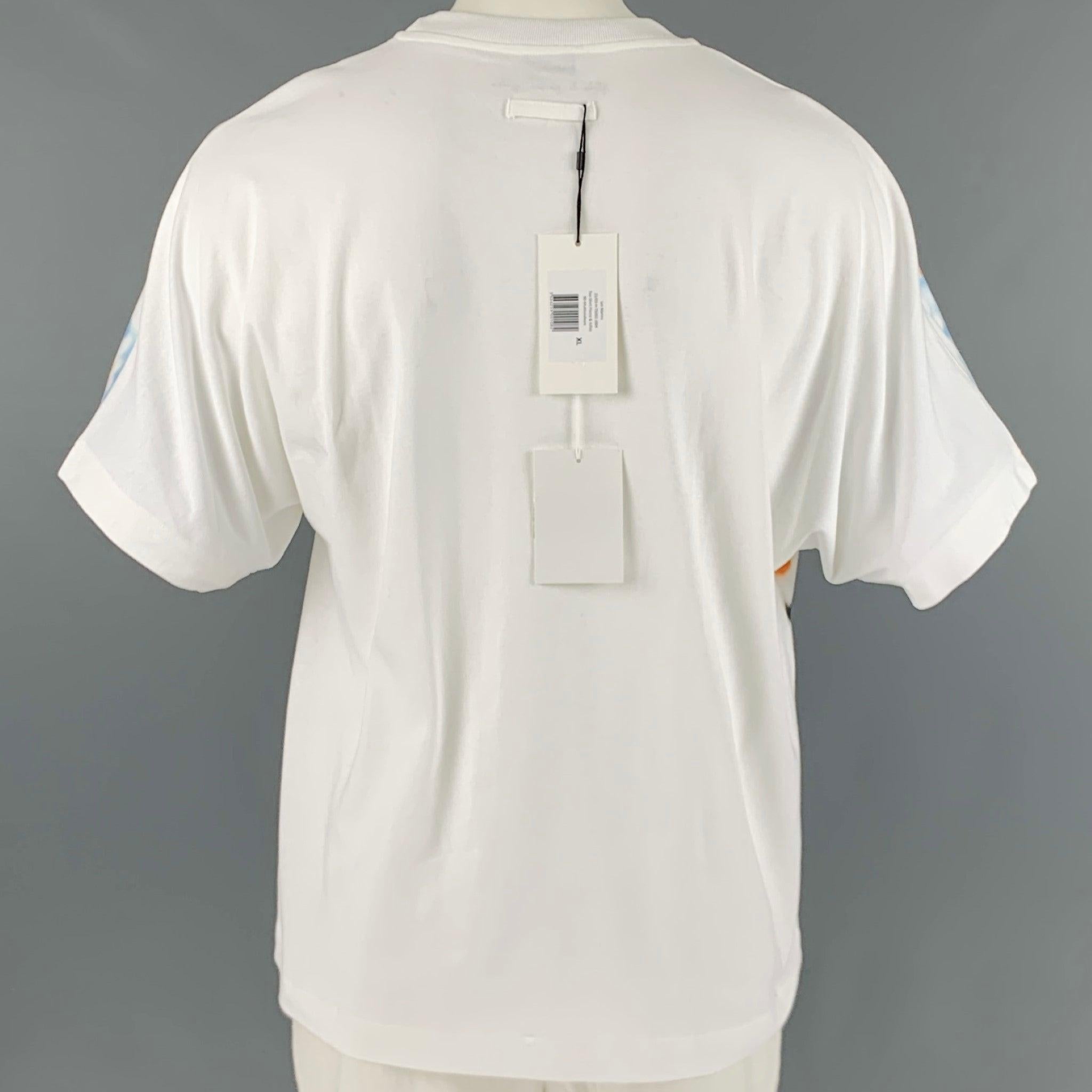 JEAN PAUL GAULTIER, T-shirt col ras du cou en coton imprimé multicolore blanc, taille XL Pour hommes en vente