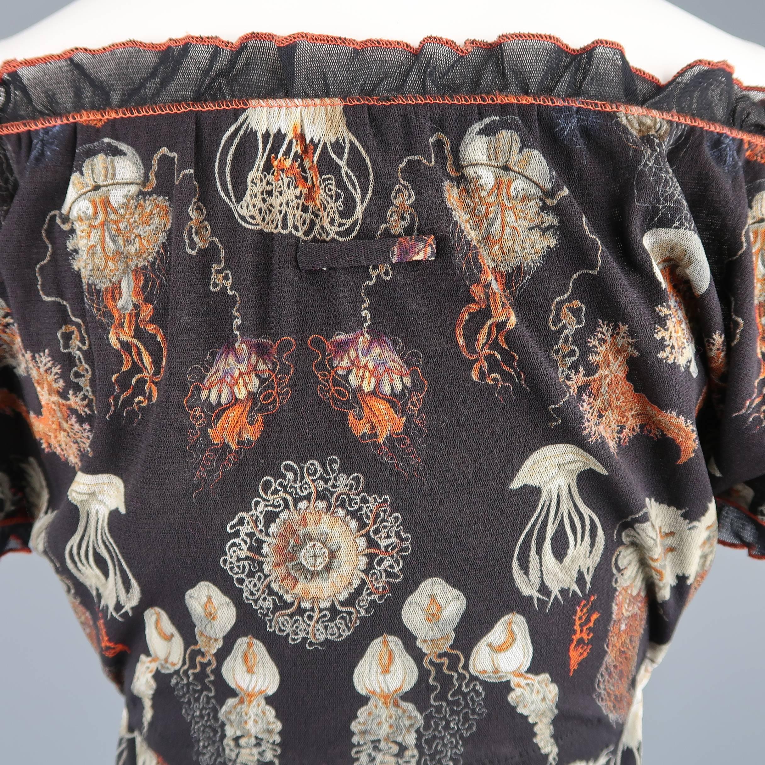 Jean Paul Gaultier Black Jellyfish Print Mesh Ruffle Skirt Dress 1