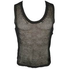 JEAN PAUL GAULTIER Size XS Black Mesh Cotton Blend Tank Top