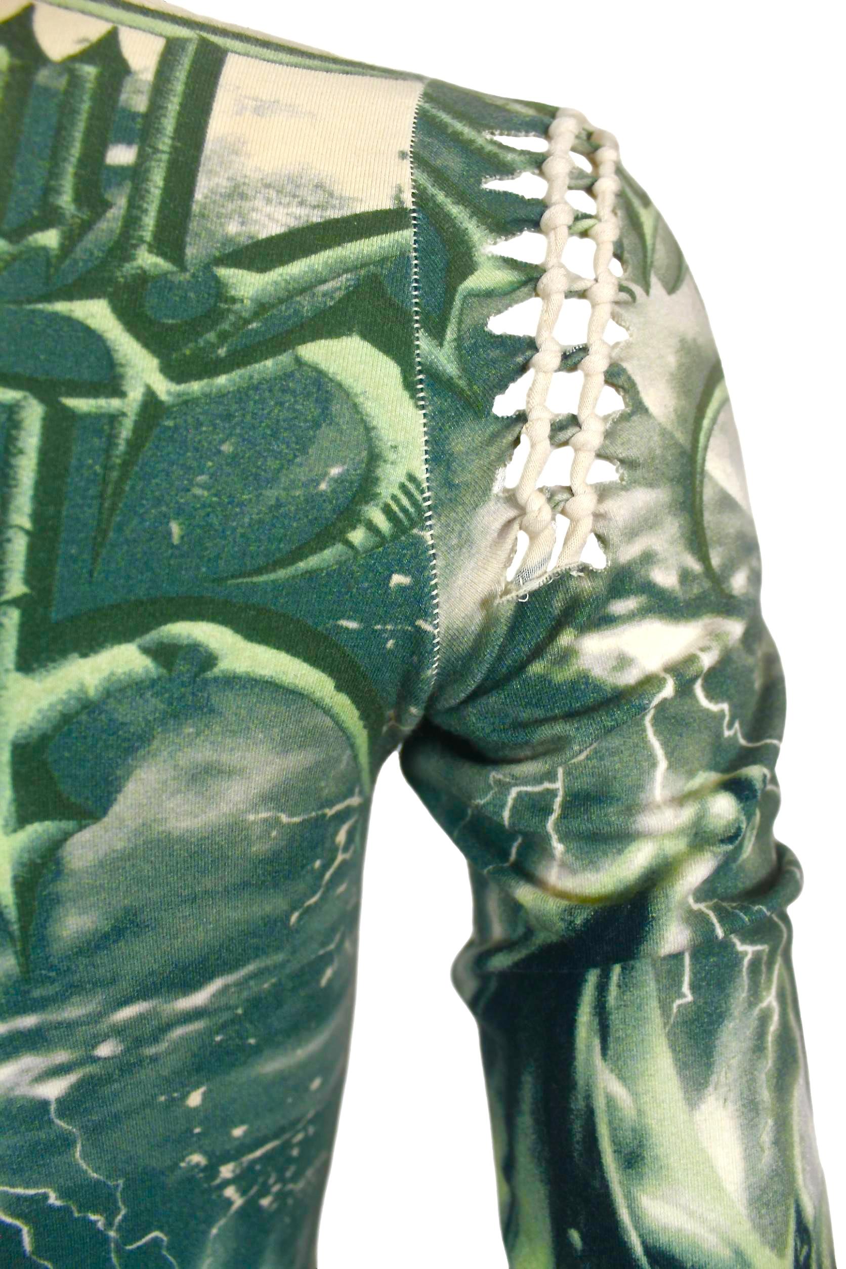 Jean Paul Gaultier Slashed and Stitched Demon Print T-Shirt 2