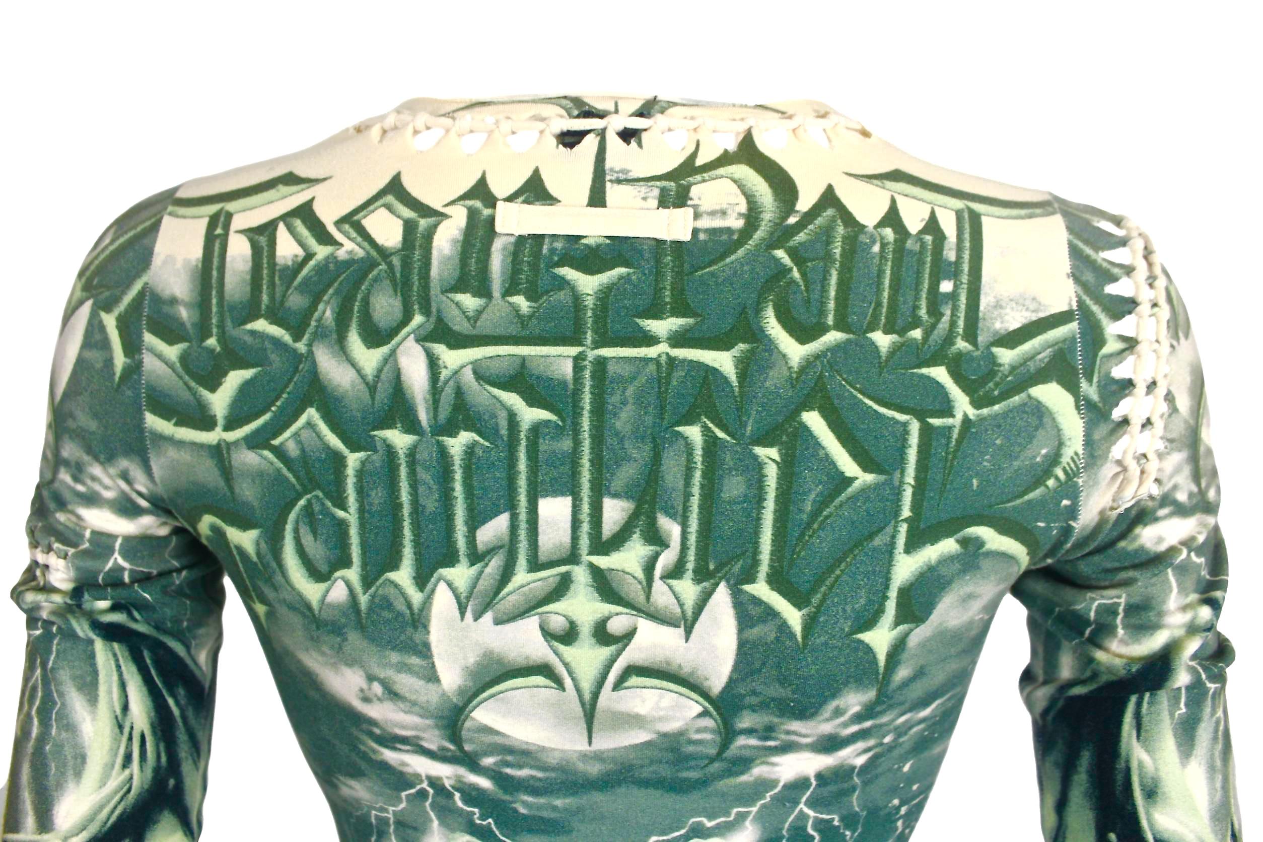 Jean Paul Gaultier Slashed and Stitched Demon Print T-Shirt 6