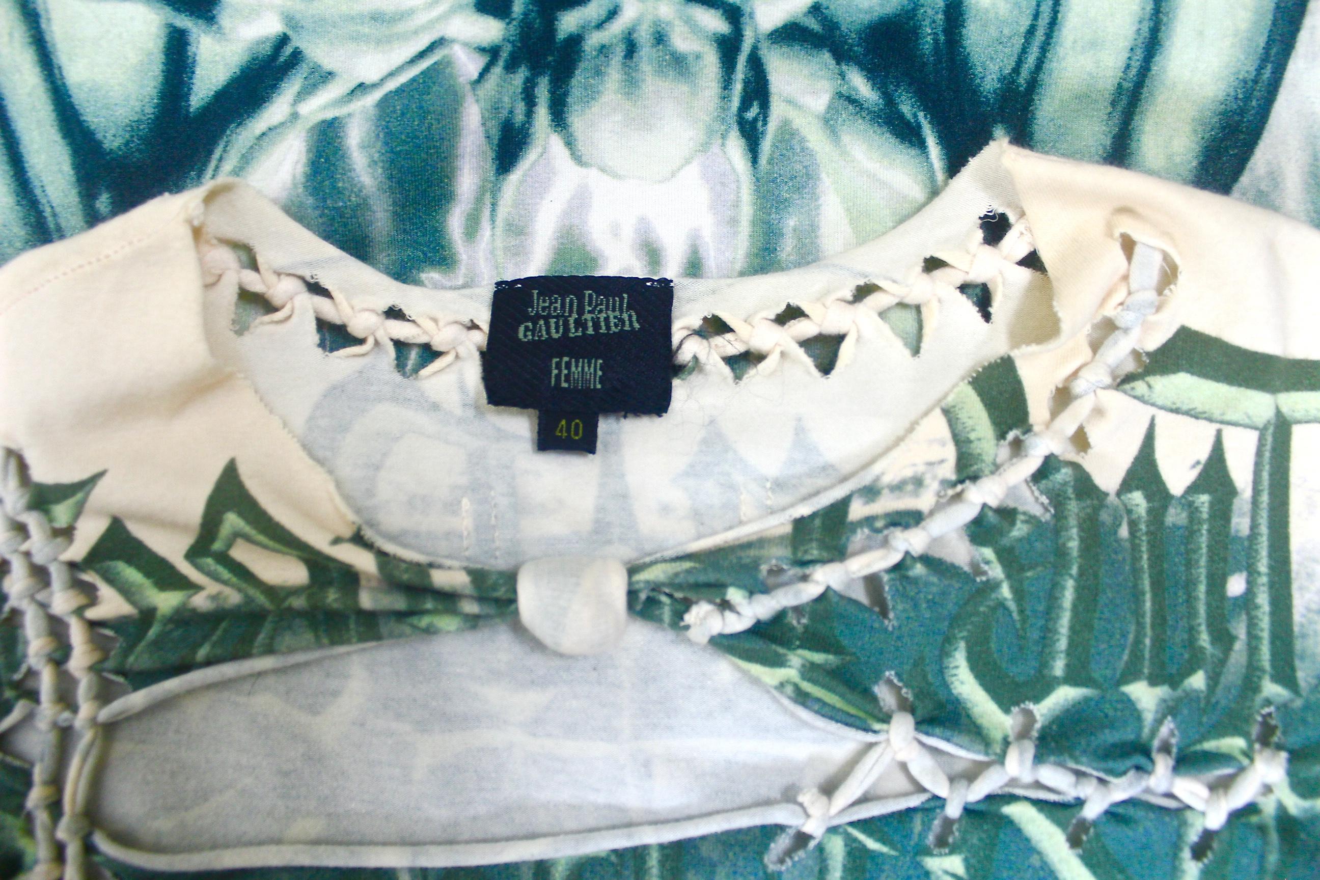 Jean Paul Gaultier Slashed and Stitched Demon Print T-Shirt 10