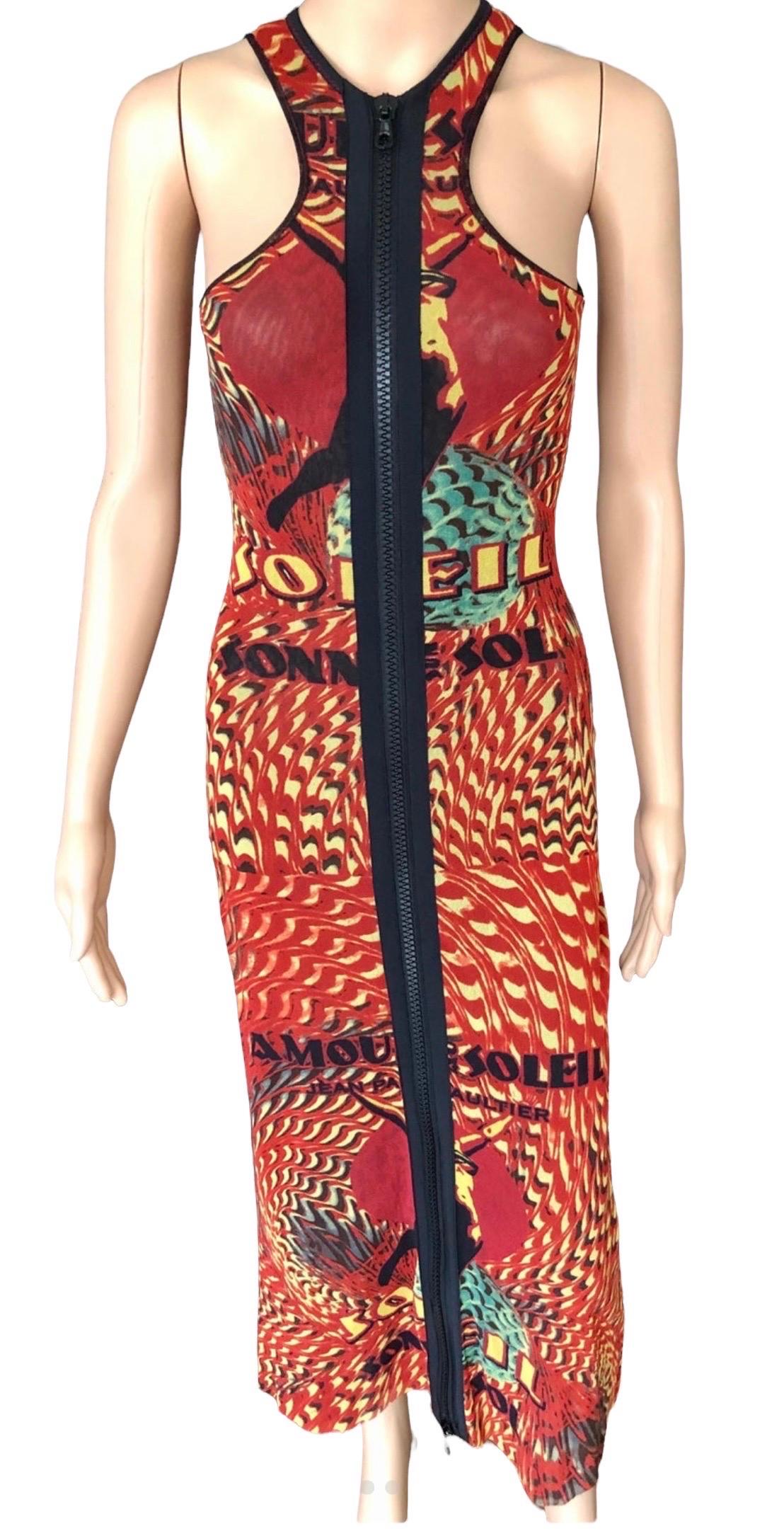 Jean Paul Gaultier Soleil S/S 1999 Amour au Soleil Bodycon Mesh Maxi Dress For Sale 3