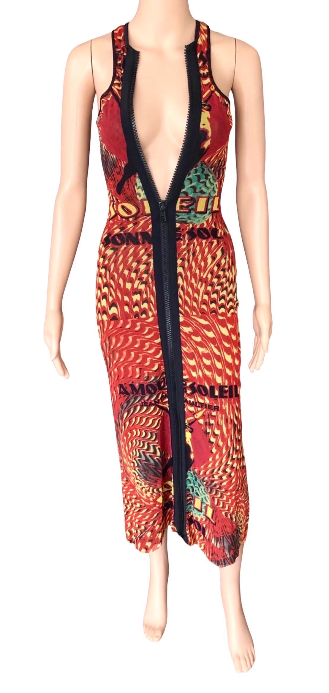 Jean Paul Gaultier Soleil S/S 1999 Amour au Soleil Bodycon Mesh Maxi Dress In Good Condition For Sale In Naples, FL