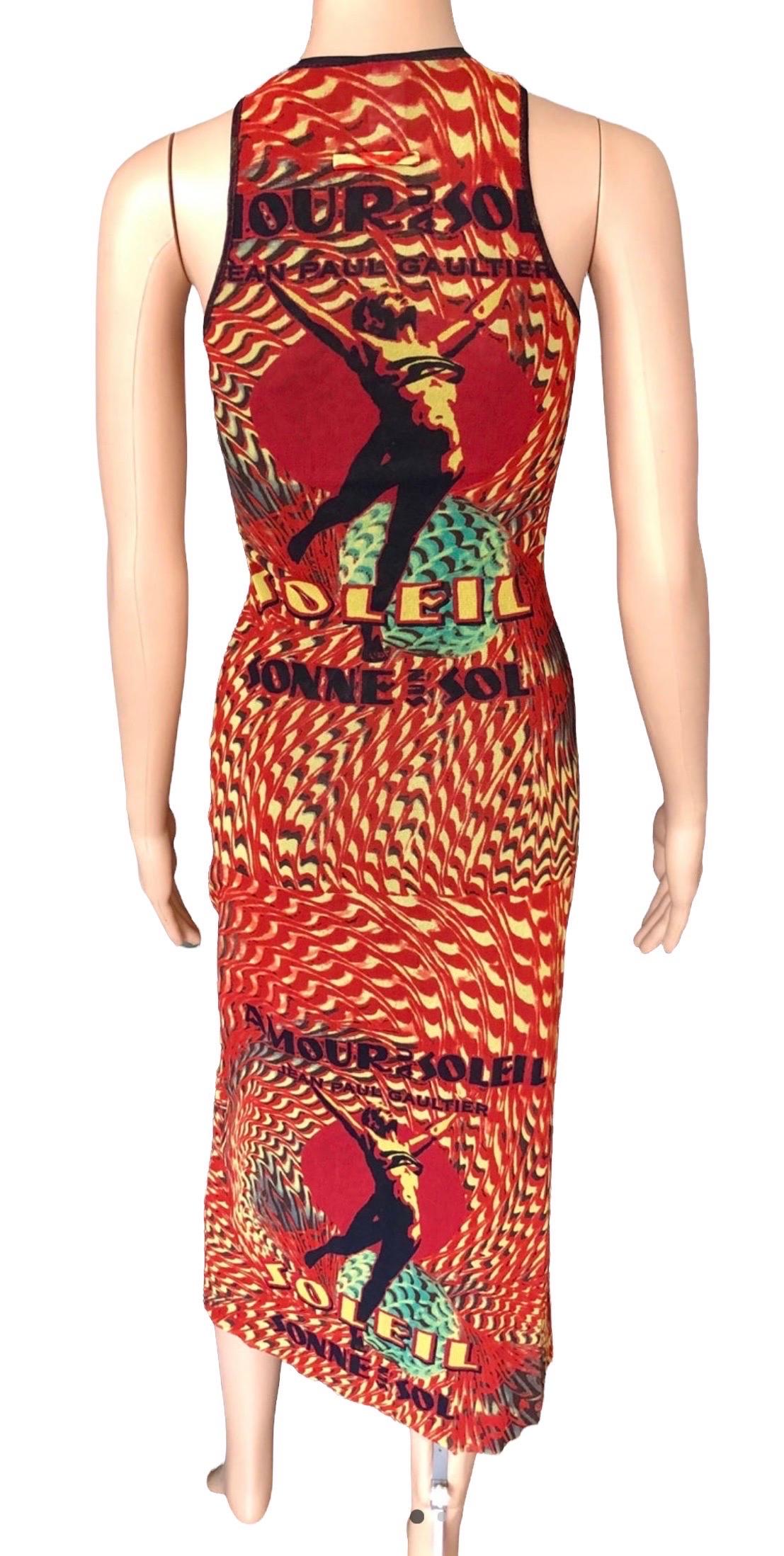 Jean Paul Gaultier Soleil S/S 1999 Amour au Soleil Bodycon Mesh Maxi Dress For Sale 2