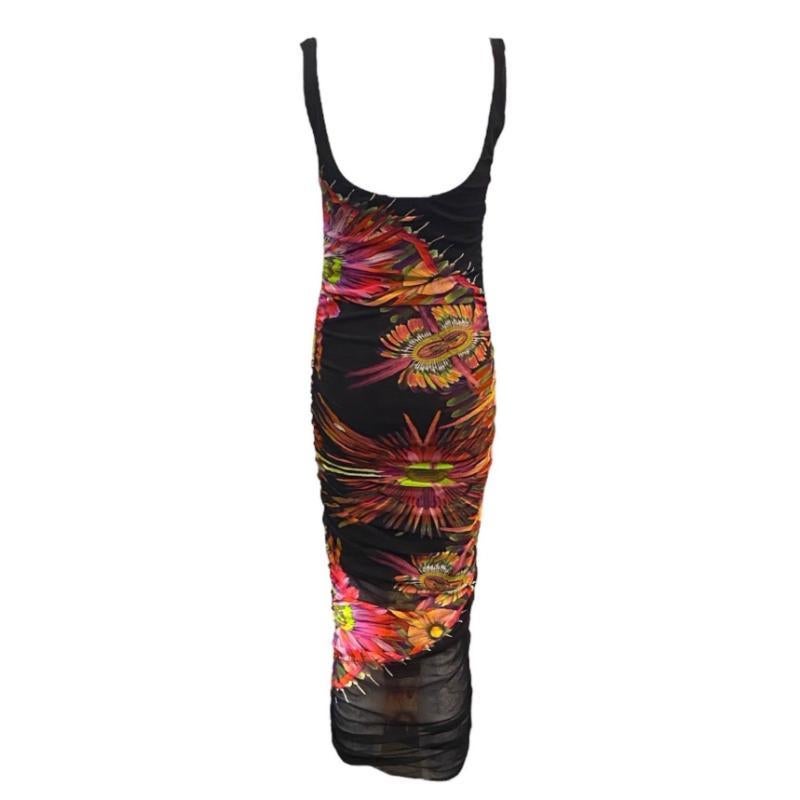 Jean Paul Gaultier Soleil Body Con Vestido de malla de plumas florales, Años 2000 en Nuevo estado para la venta en Los Angeles, CA
