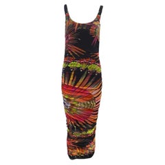 Jean Paul Gaultier Soleil Body Con Vestido de malla de plumas florales, Años 2000