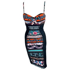 Jean Paul Gaultier Soleil Bustier Bra Bodycon Logo Halbdurchsichtiges Beistellkleid mit seitlichen Paneelen