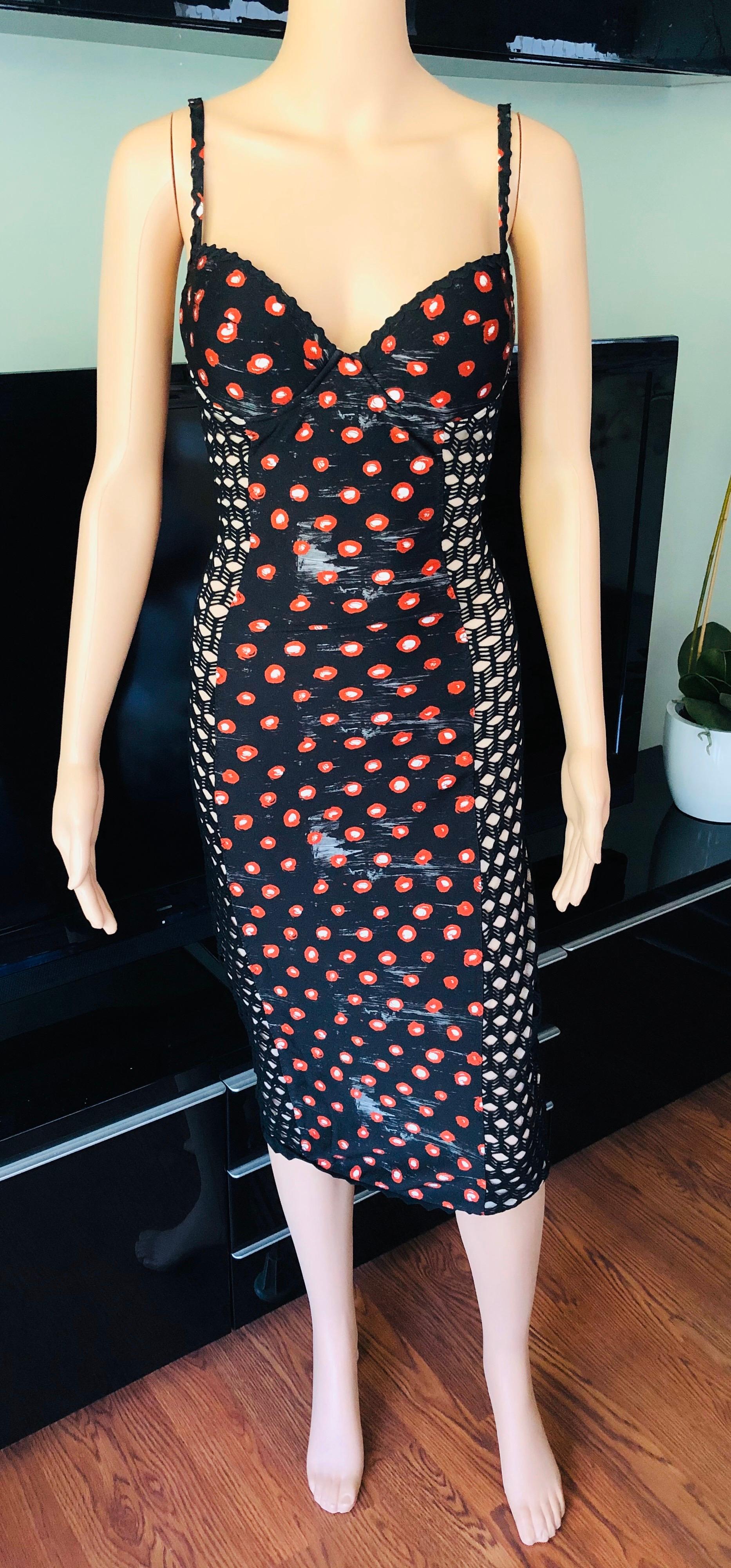 jean paul gaultier soleil red ruched sheer strapless polka dot dress