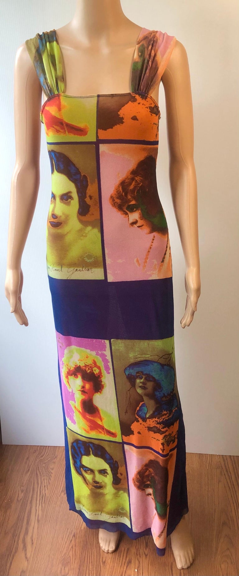 Robe Longue Jean Paul Gaultier Mesh Bordeaux - Taille M, Vintage, Excellent état