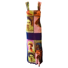 Jean Paul Gaultier Soleil c.1990 Vintage “Portraits” Mesh Maxi Dress