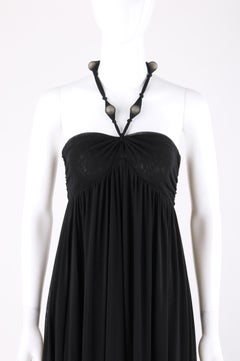 JEAN PAUL GAULTIER Soleil c.2009 Resort Black Mesh Beaded Halter Maxi Dress