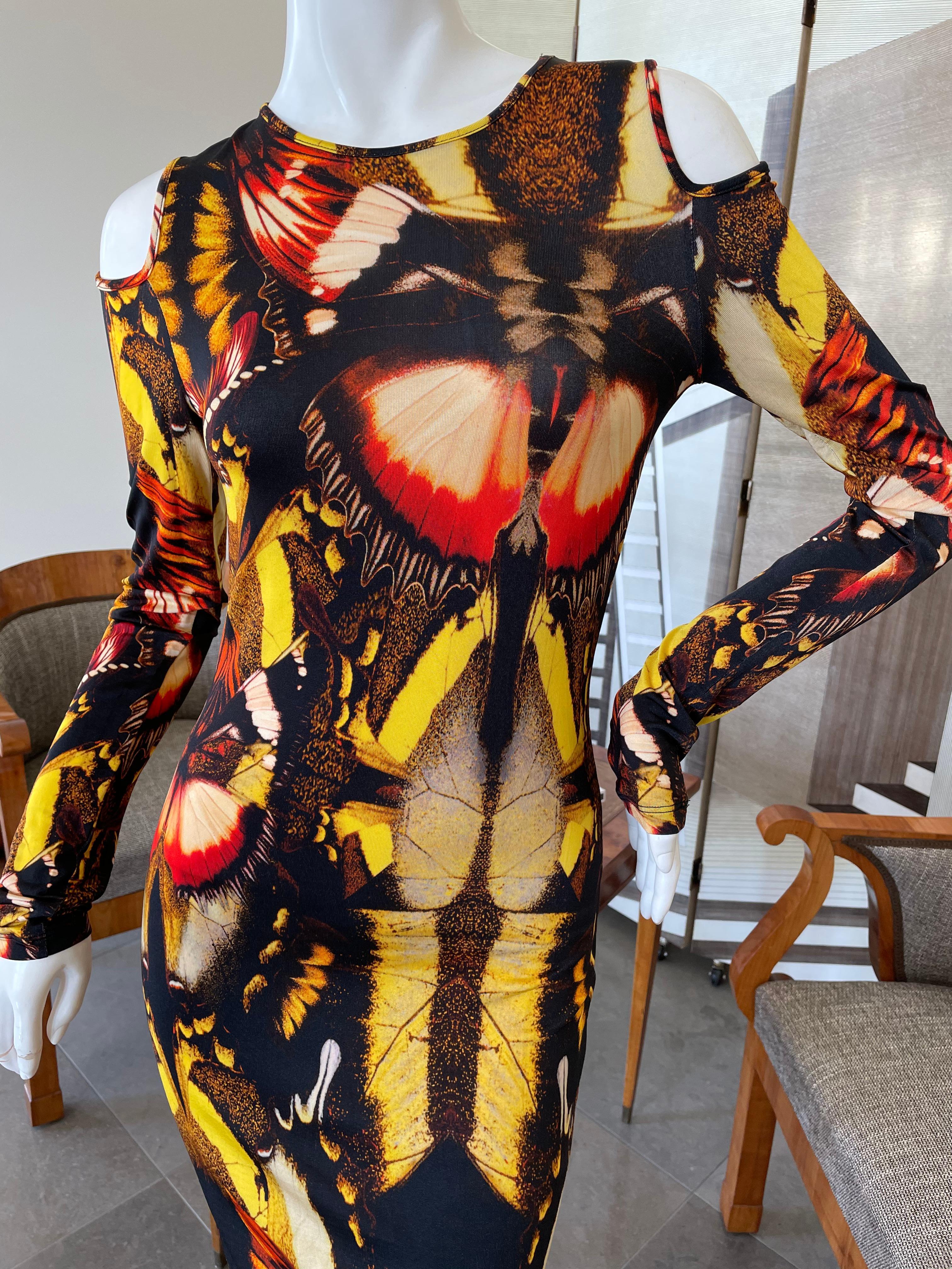 Jean Paul Gaultier Soleil Cold Shoulder Butterfly Print Dress For Sale 1