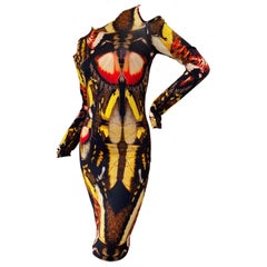 Jean Paul Gaultier Soleil Cold Shoulder Butterfly Print Dress