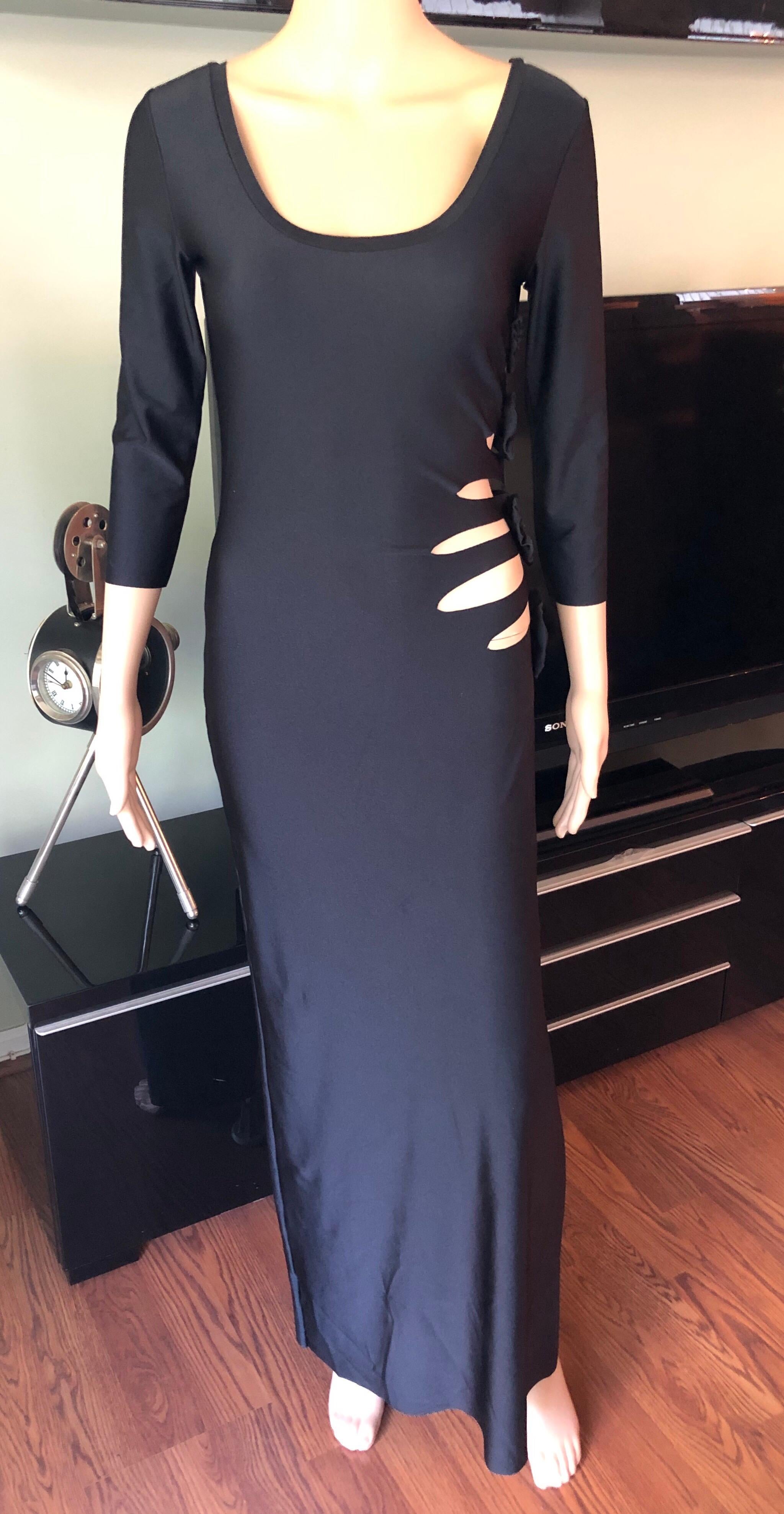 Women's Jean Paul Gaultier Soleil Cutout Bodycon Black Maxi Dress