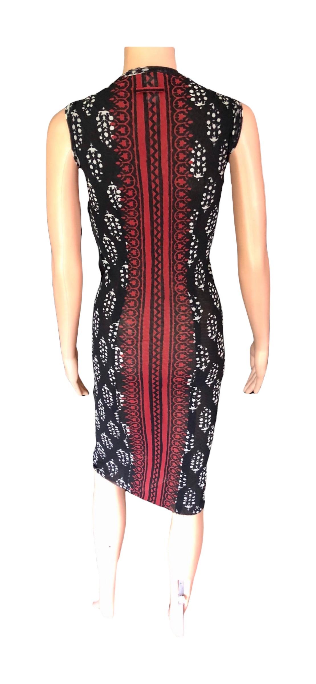 Jean Paul Gaultier Soleil Cutout Leather Mesh Bodycon Dress In Good Condition For Sale In Naples, FL