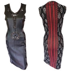 Jean Paul Gaultier Soleil Cutout Leather Mesh Bodycon Dress
