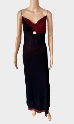 Jean Paul Gaultier Soleil Cutout Semi-Sheer Mesh Color Block Maxi Dress