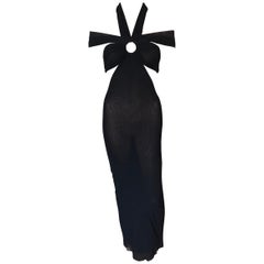 Jean Paul Gaultier Soleil Cutout Sheer Mesh Bodycon Black Maxi Dress