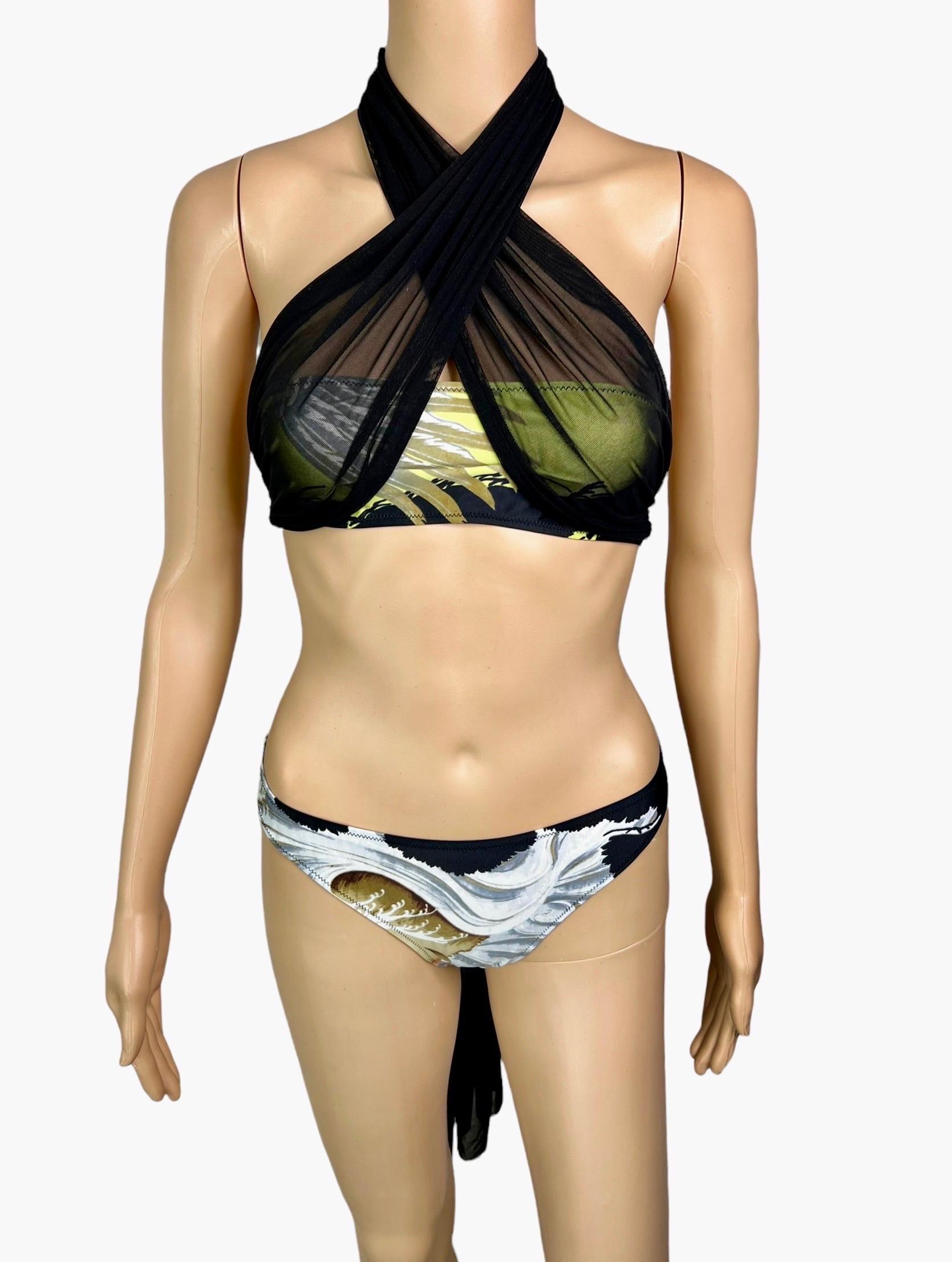 Jean Paul Gaultier Soleil Eagle Tattoo Bikini Swimwear Swimsuit 2 Piece Set In Excellent Condition For Sale In Naples, FL