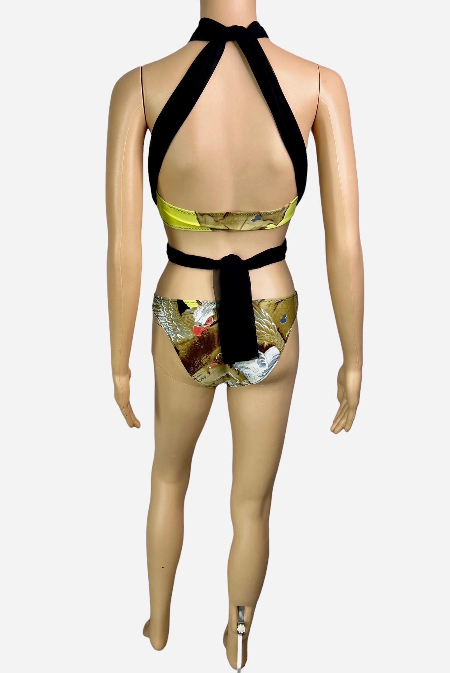 Women's or Men's Jean Paul Gaultier Soleil Eagle Tattoo Bikini Swimwear Swimsuit 2 Piece Set For Sale