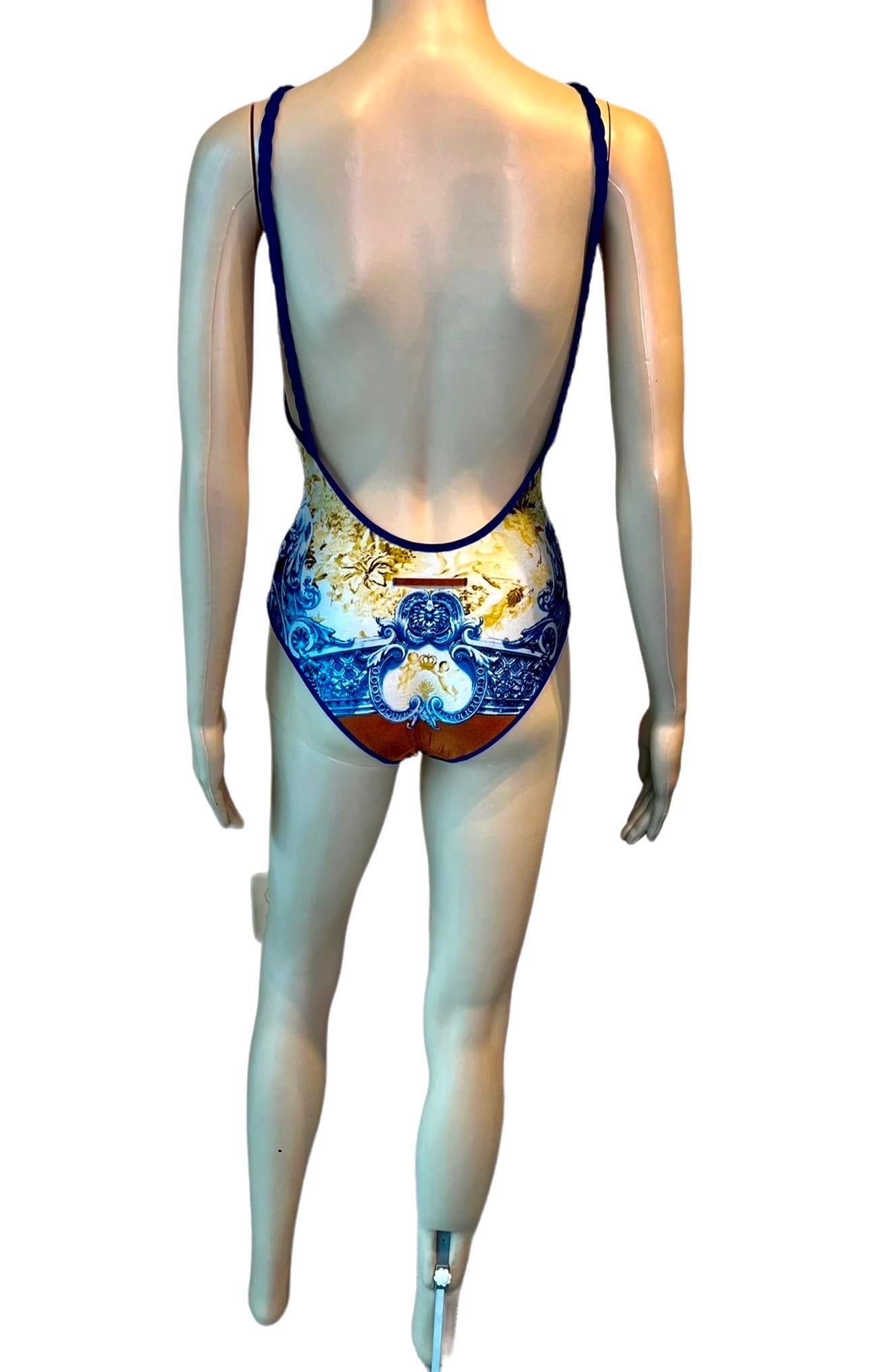 Women's Jean Paul Gaultier S/S2008 Embroidered Logo One-Piece Bodysuit Swimwear Swimsuit