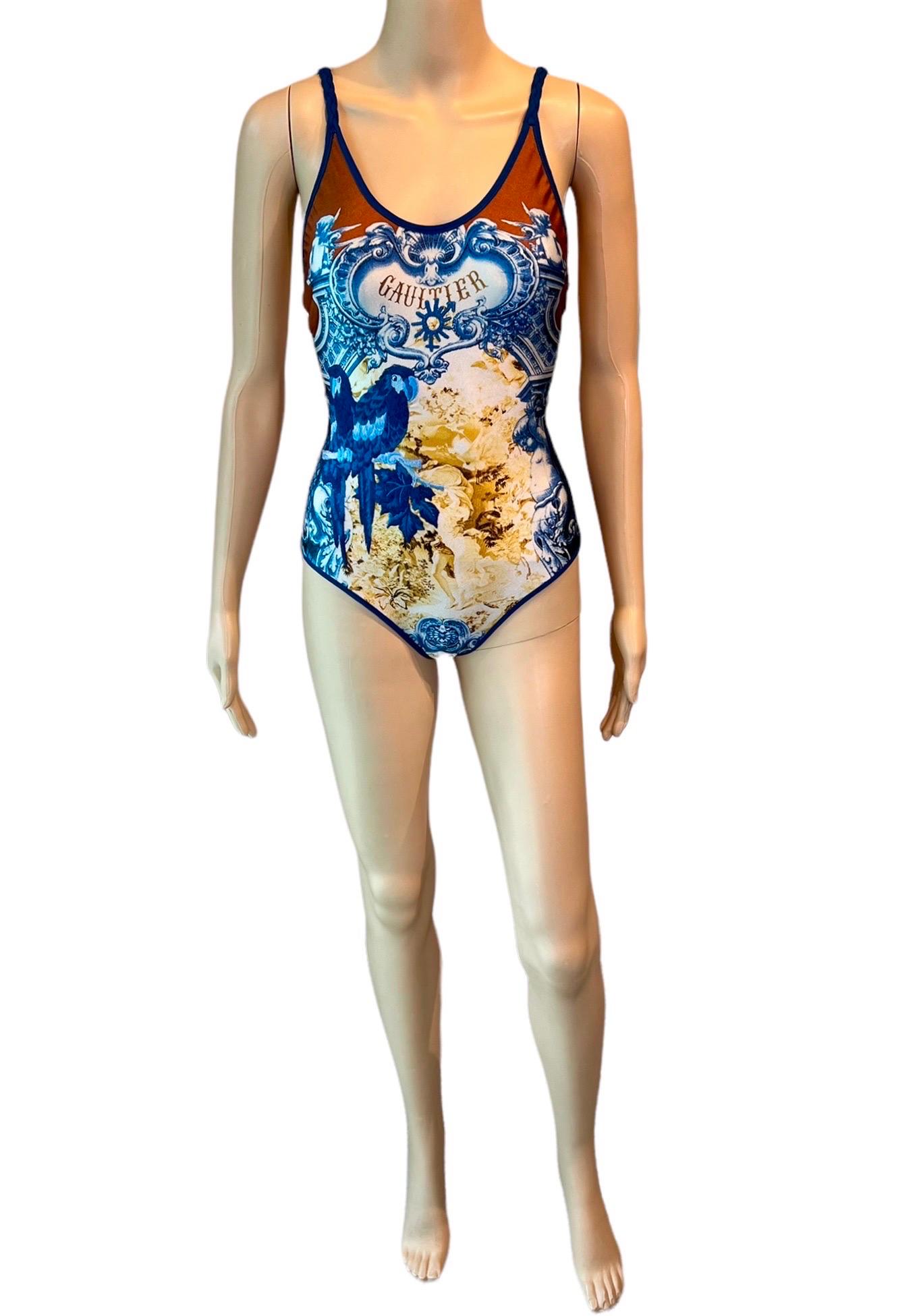 Jean Paul Gaultier S/S2008 Embroidered Logo One-Piece Bodysuit Swimwear Swimsuit 1