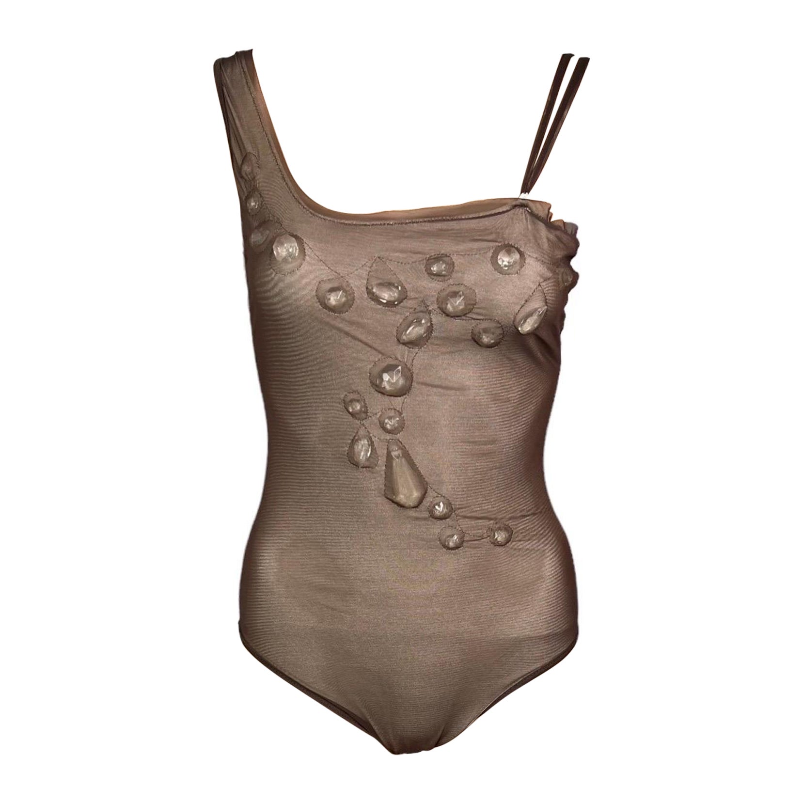Jean Paul Gaultier Soleil F/W 2006 Unworn Crystal Embellished Bodysuit Swimsuit