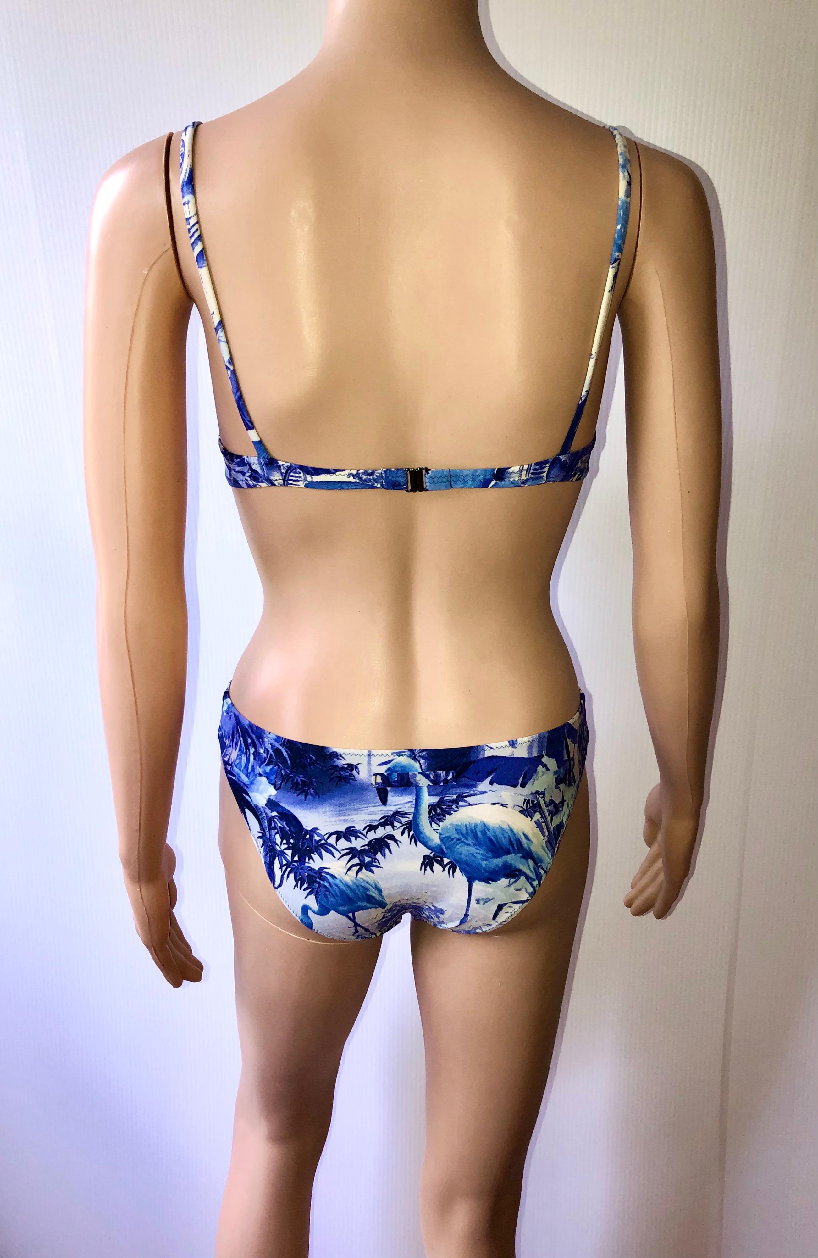 Jean Paul Gaultier Soleil F/S 1999 Flamingo Tropischer Bikini-Badeanzug, 2-teiliges Set im Zustand „Hervorragend“ im Angebot in Naples, FL