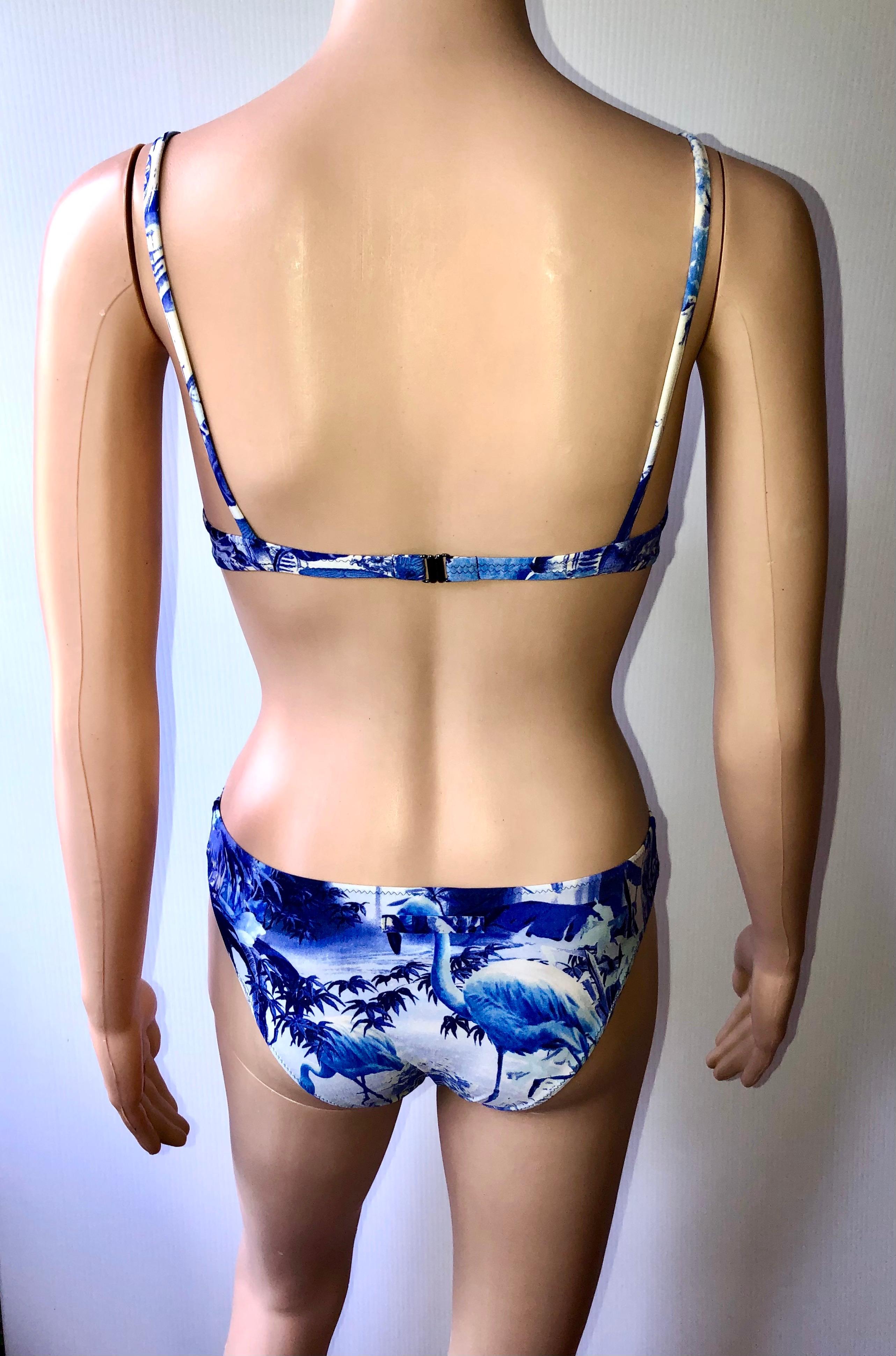 Women's or Men's Jean Paul Gaultier Soleil S/S 1999 Flamingo Tropical Bikini Swimsuit 2 Piece Set For Sale