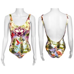 Jean Paul Gaultier Soleil S/S 1999 Flamingo Tropical Bodysuit Swimwear Swimsuit