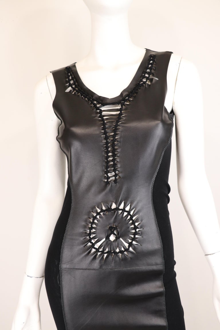 Women's Jean Paul Gaultier Soleil Leather & Mesh Dress  For Sale