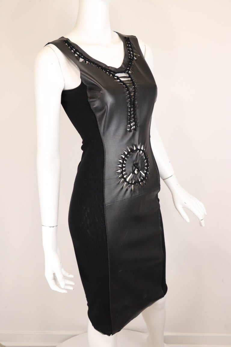 Jean Paul Gaultier Soleil Leather & Mesh Dress  For Sale 2