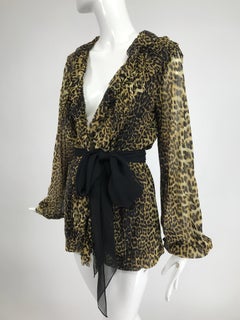 Jean Paul Gaultier Soleil Leopard Print Mesh Ruffle Trim Leopard Print Jacket