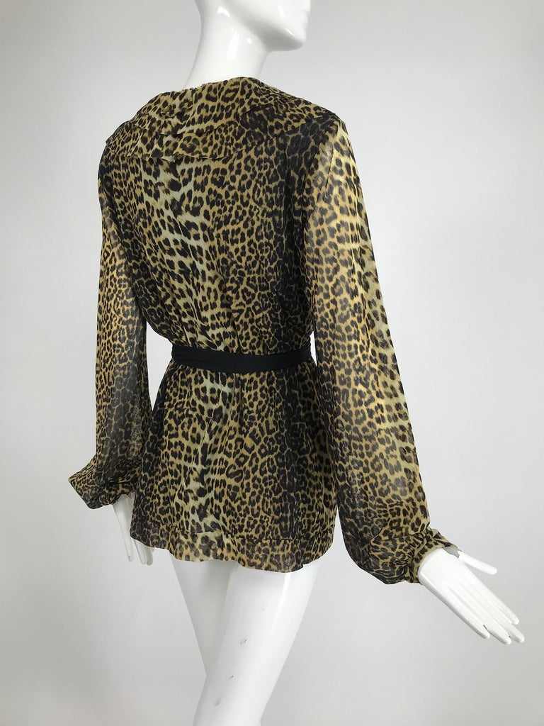 Jean Paul Gaultier Soleil Leopard Print Mesh Ruffle Trim Leopard Print ...