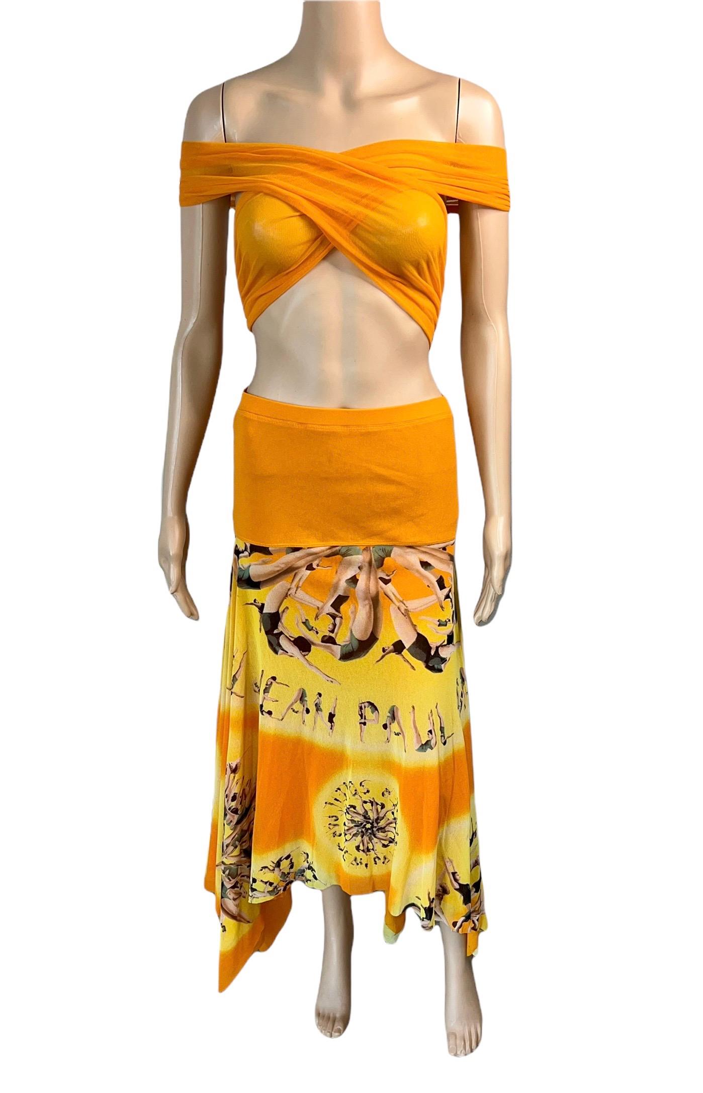 Jean Paul Gaultier Soleil Logo People Print Semi-Sheer Mesh Maxi Skirt Dress 4